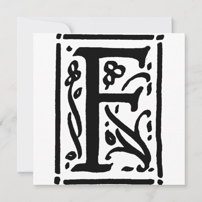 Monogram F Initiaal Black en White Floral Pattern (Voorkant)