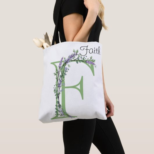 Monogram F lavender Eucalyptus Draagtas (Dichtbij)