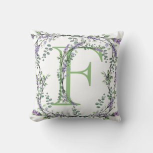 Monogram F lavender Eucalyptus Kussen