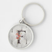  monogram 'F': Lelie, boomschors & wijnstokken Sleutelhanger (Voorkant)