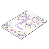 Monogram F & naam Freya met bloemen Notitieboek (Linkerzijde)