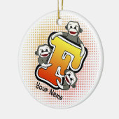 Monogram F Sock Monkey Keramisch Ornament (Links)