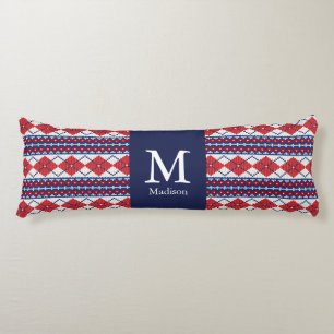 Monogram Fair Isle Red en Blue Argyle Lichaamskussen