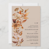Monogram Fall Wedding Uitnodiging (Voorkant)