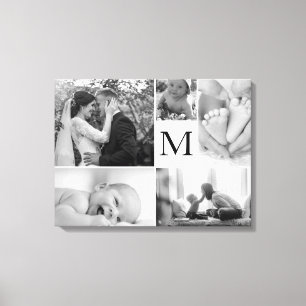Monogram familie Fotocollage galerie Canvas Afdruk