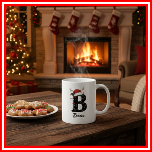 Monogram Familie Kerst Antliers Kerstman Hoed FOTO Koffiemok