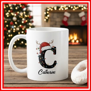 Monogram Familie Kerst Antliers Kerstman Hoed FOTO Koffiemok