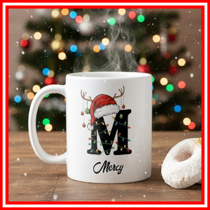 Monogram Familie Kerst Antliers Kerstman Hoed FOTO Koffiemok