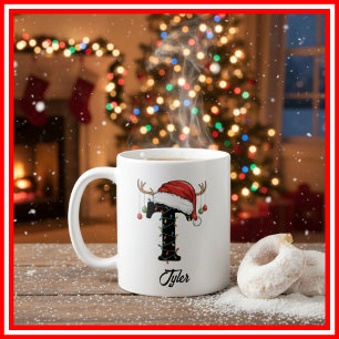 Monogram Familie Kerst Antliers Kerstman Hoed FOTO Koffiemok