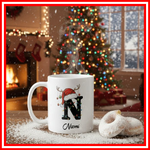 Monogram Familie Kerst Antliers Kerstman Hoed FOTO Koffiemok