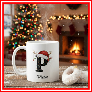 Monogram Familie Kerst Antliers Kerstman Hoed FOTO Koffiemok