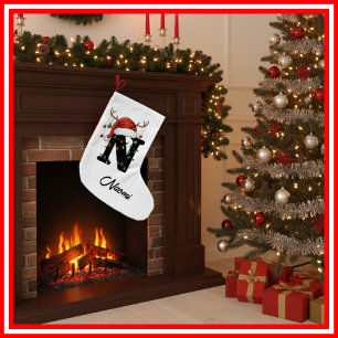 Monogram Familie Kerst Antliers Santa Hoed Klein Kleine Kerstsok