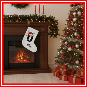 Monogram Familie Kerst Antliers Santa Hoed Klein Kleine Kerstsok
