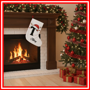 Monogram Familie Kerst Antliers Santa Hoed Klein Kleine Kerstsok