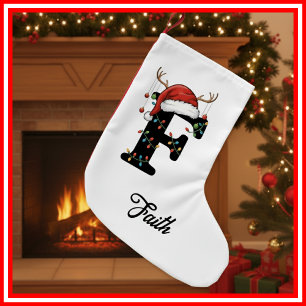 Monogram Familie Kerst Antliers Santa Hoed Kleine Kerstsok