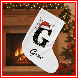 Monogram Familie Kerst Antliers Santa Hoed Kleine Kerstsok