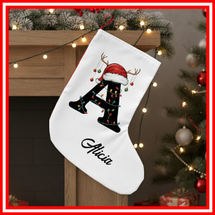 Monogram Familie Kerst Antliers Santa Hoed Kleine Kerstsok