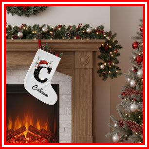 Monogram Familie Kerst Antliers Santa Hoed Kleine Kerstsok