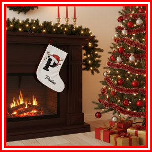 Monogram Familie Kerstgewei Santa Hat Klein Kleine Kerstsok