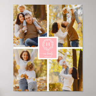Monogram familiefotocollage huisdecoratie poster