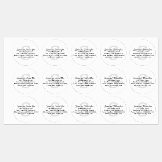 Monogram Familienaam Adres Wit Labels (Vel)