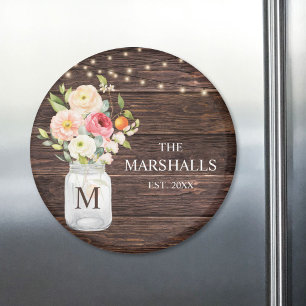 Monogram familienaam bloemstuk metson jar rustiek magneet