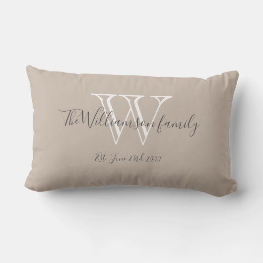 Monogram + familienaam Chique Script Keepsake Gift Kussen (Achterkant)