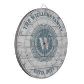 Monogram Familienaam  Crest Dartbord (Voorkant Links)