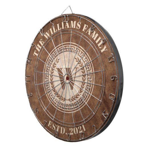 Monogram Familienaam  Crest Dartbord (Voorkant Rechts)