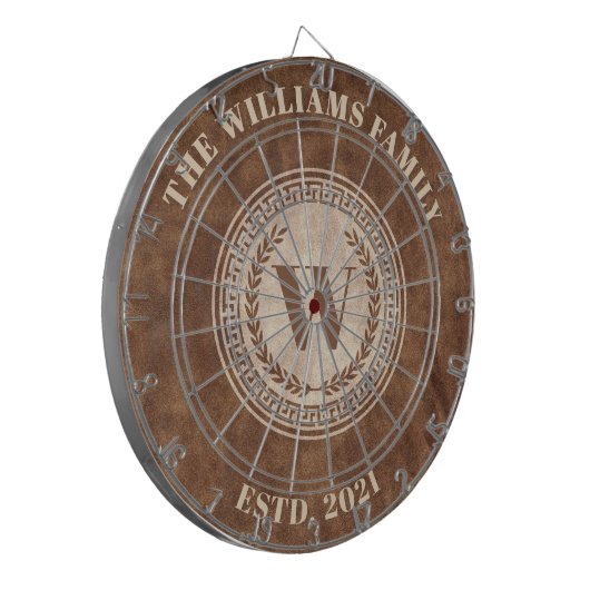 Monogram Familienaam Crest Dartbord (Voorkant Links)