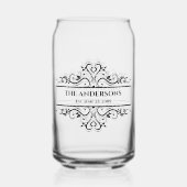 Monogram familienaam  datum blikvorm glas (Voorkant)