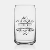 Monogram familienaam  datum blikvorm glas (Achterkant)