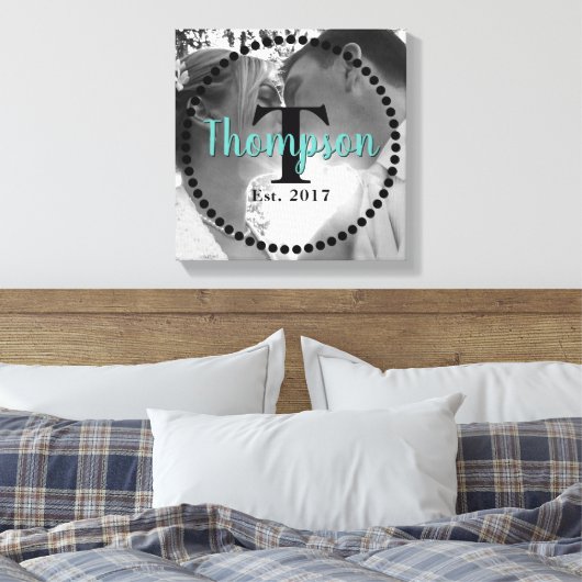 Monogram familienaam foto canvas afdruk (Insitu (Slaapkamer))