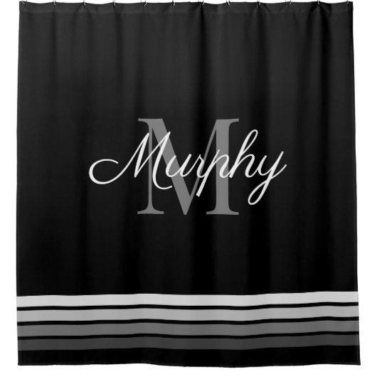 Monogram familienaam Modern Elegant Letter Initiaa Douchegordijn (Voorkant)