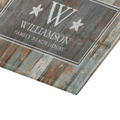 Monogram Familienaam Rustic Boho Wood Beach House Snijplank (Hoek)