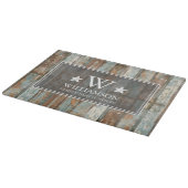 Monogram Familienaam Rustic Boho Wood Beach House Snijplank (Hoek)