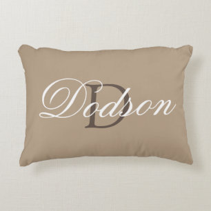 Monogram Familienaam Tan Brown Sierkussen Accent Kussen