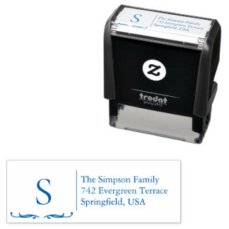 Monogram Family Address Stamp Zelfinktende Stempel