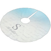 Monogram Family White Blue Pattern Kerstmis Kerstboom Rok (Gekanteld)