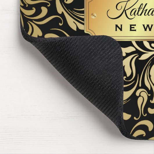 Monogram Fancy goudkleurige zwarte goudkleurige go Muismat (Hoek)