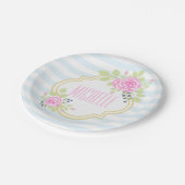 Monogram Fancy roze rozen blauwbes Bord (Gekanteld)