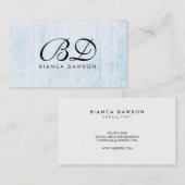 Monogram Fancy Script Blue Grunge Visitekaartje (Voorkant / Achterkant)
