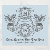 Monogram Fantasy Medieval Dragon  Lijst Bier Etiket (Enkel label)