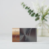 MONOGRAM FAUX COPPER/BRUSHED STEEL VISITEKAARTJE (Staand voorkant)