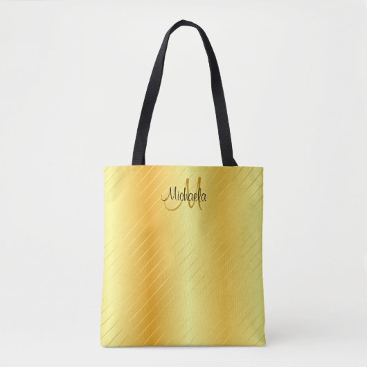Monogram Faux Gold Elegant Moderne Sjabloon Draagtas (Voorkant)
