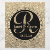 Monogram Faux Gold Foil Eigen waslabel Wijn Etiket (Enkel label)