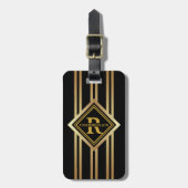 Monogram Faux Gold Geometric BLACK Bagagelabel (Voorkant verticaal)