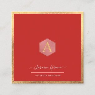 MONOGRAM FAUX GOLD TRIM+DIY KLEUR VIERKANTE VISITEKAARTJE