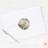 Monogram Faux Goud, Grijs Wit Marmered Wedding Ronde Sticker (Envelop)