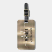 Monogram Faux Goud Metaal Gestylde Douane Bagagelabel (Voorkant verticaal)